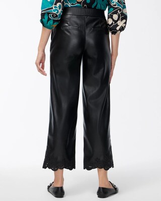 Faux Leather Cutwork Hem Trousers
