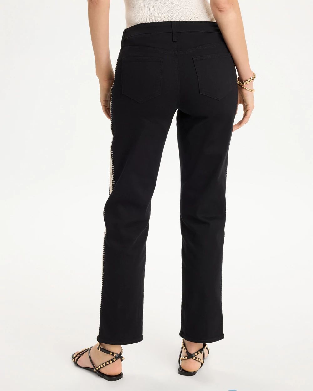 Girlfriend Seam Detail Straight Ankle Jeans click to view larger image.