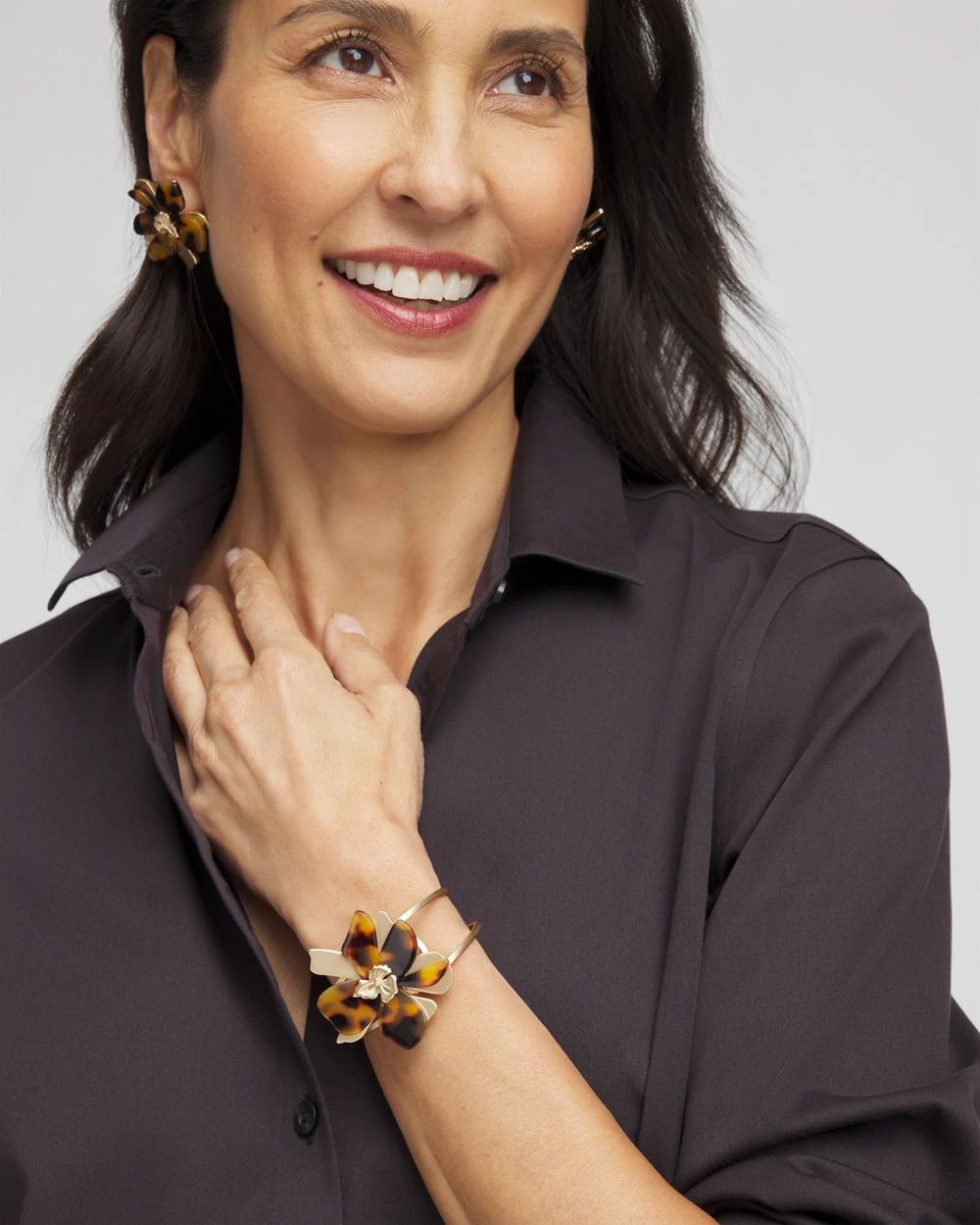 Floral Tortoise Cuff Bracelet