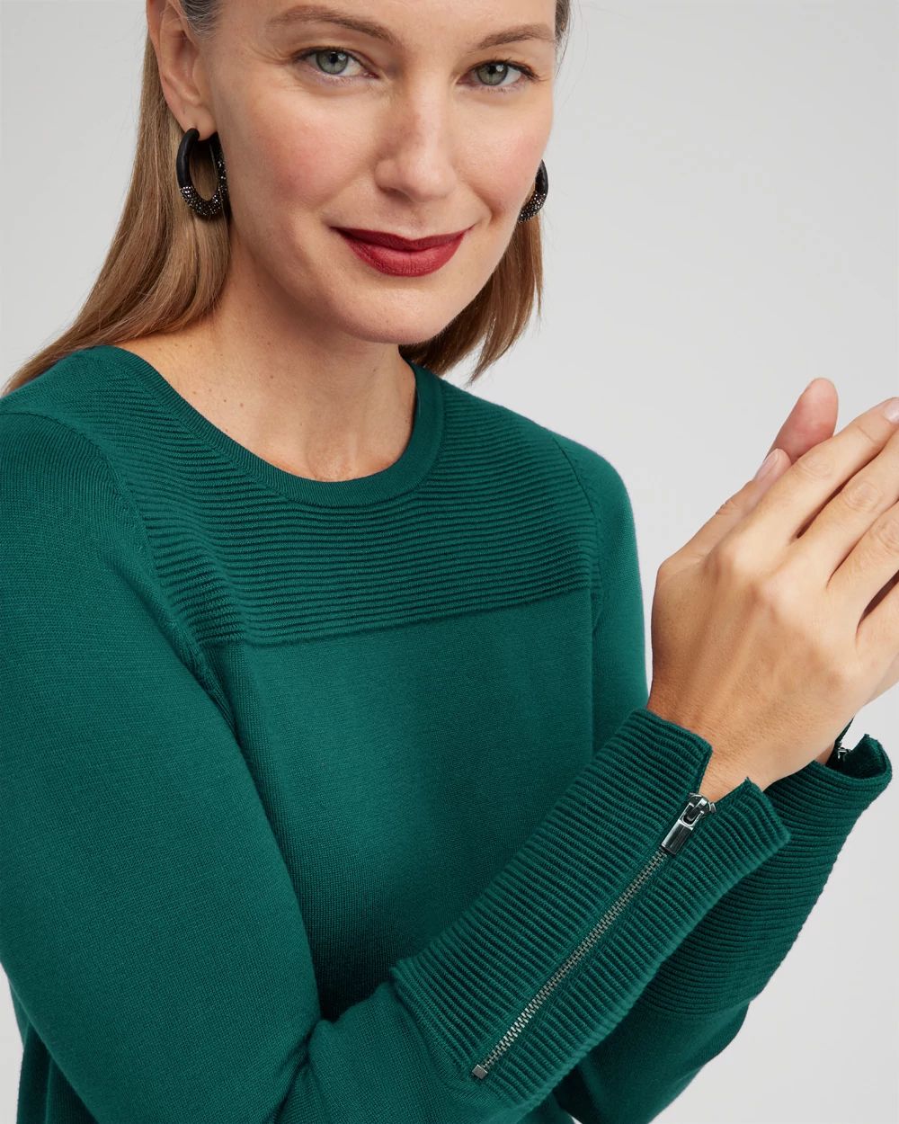 Zipper Detail Tunic Sweater