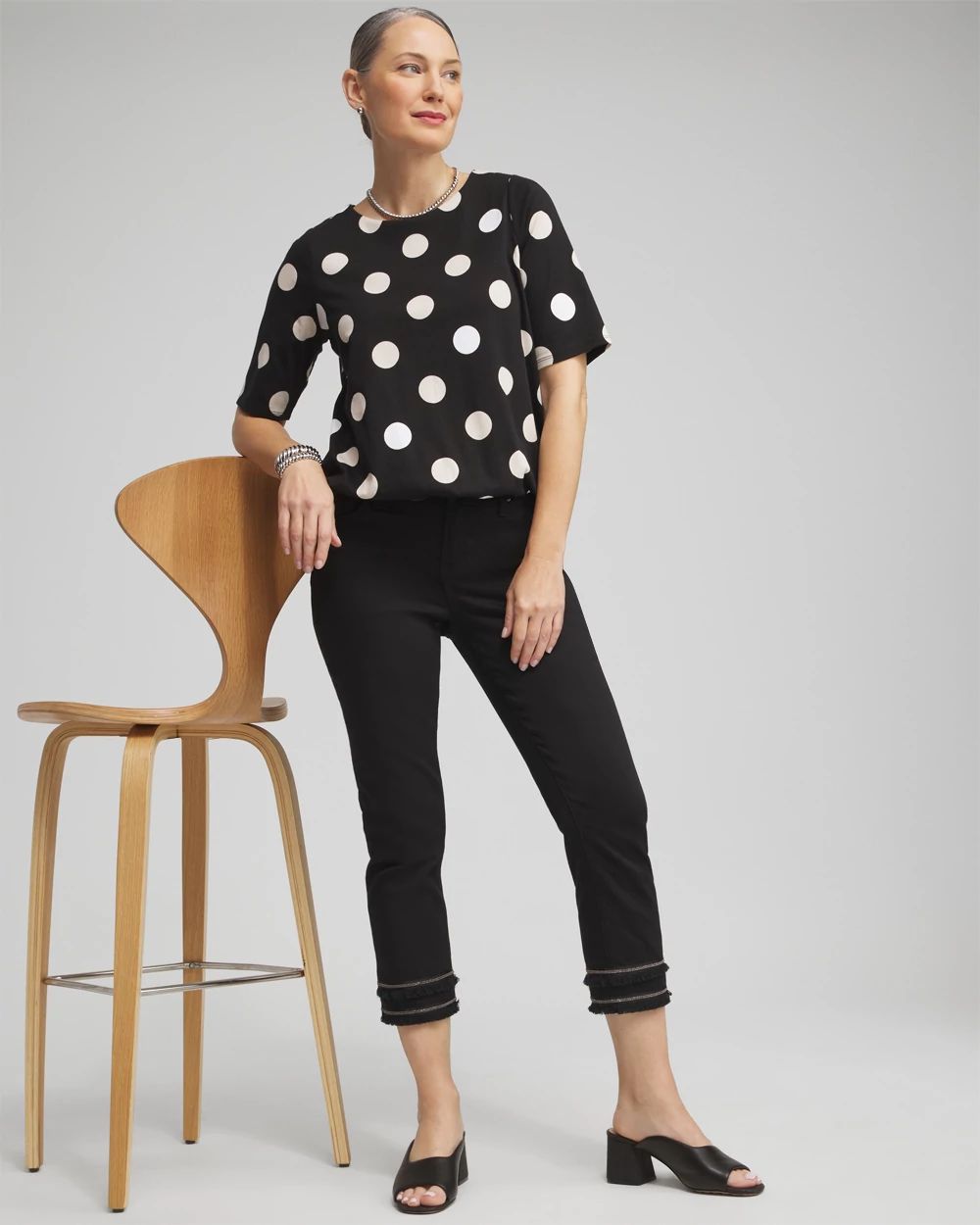 Girlfriend Embellished Hem Cropped Jeans