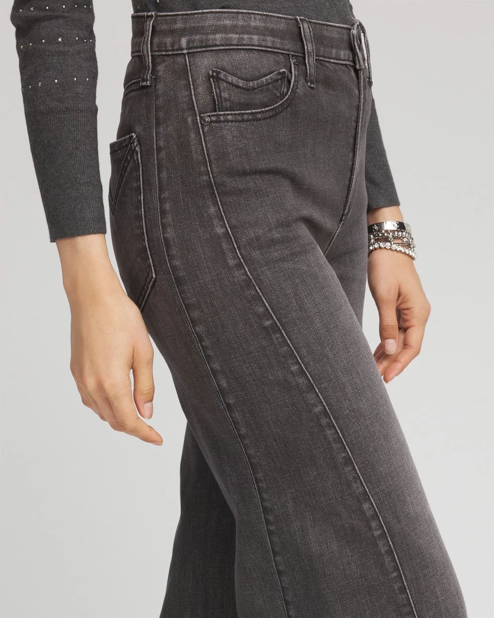 Wide Leg Frayed Hem Jeans click to view larger image.