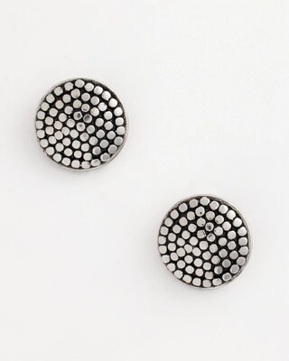 No Droop® Round Silvertone Stud Earrings click to view larger image.
