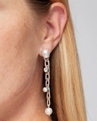 Faux Pearl Linear Earrings