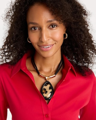Animal Hair On Leather Pendant Necklace click to view larger image.