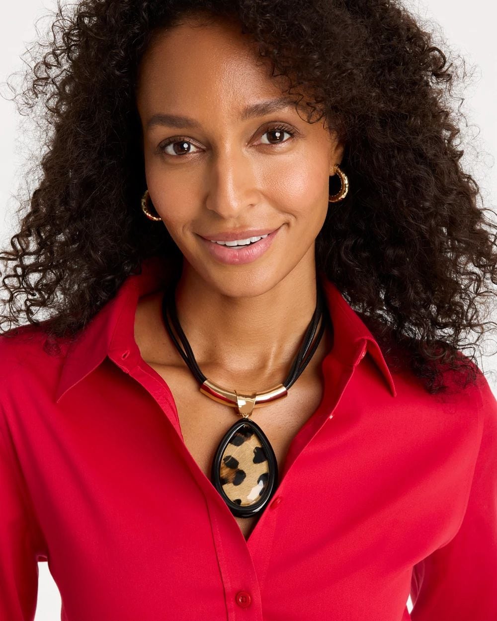 Animal Hair On Leather Pendant Necklace click to view larger image.