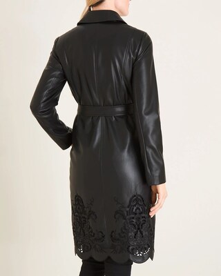 Faux-Leather Cutwork Trench Coat
