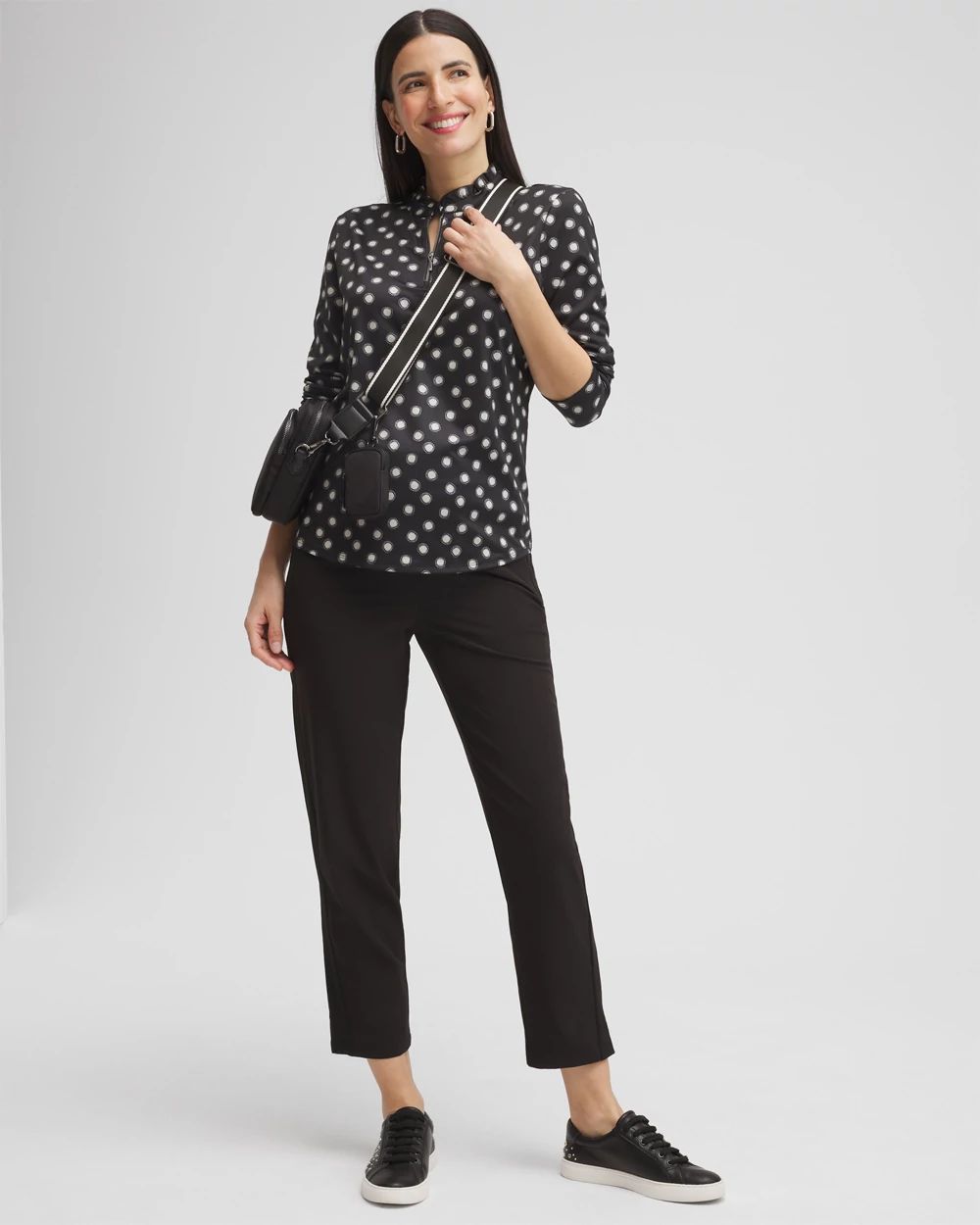 Zenergy® UPF Polka Dot Ruffle Neck Top