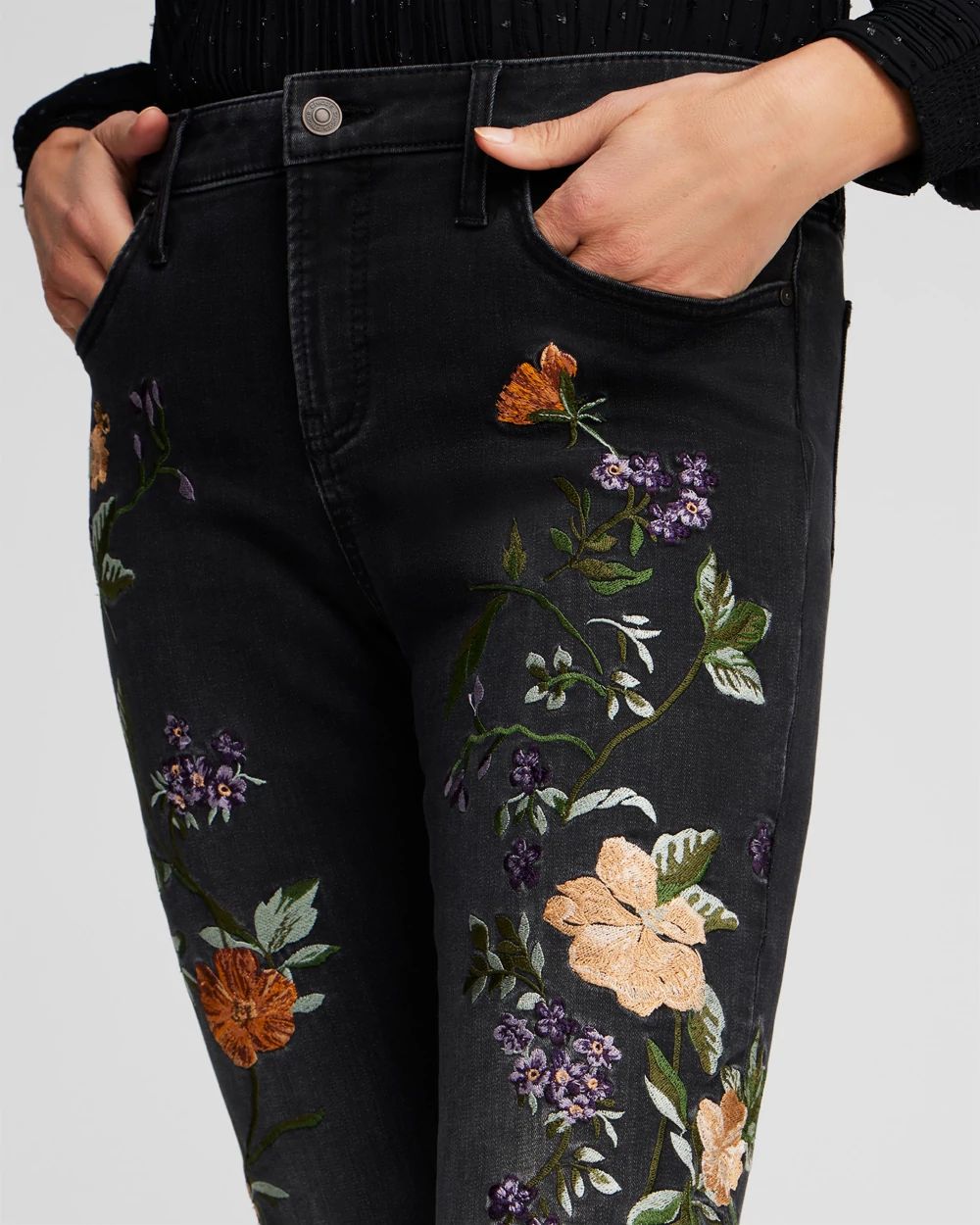 Petite Girlfriend Floral Flare Jeans