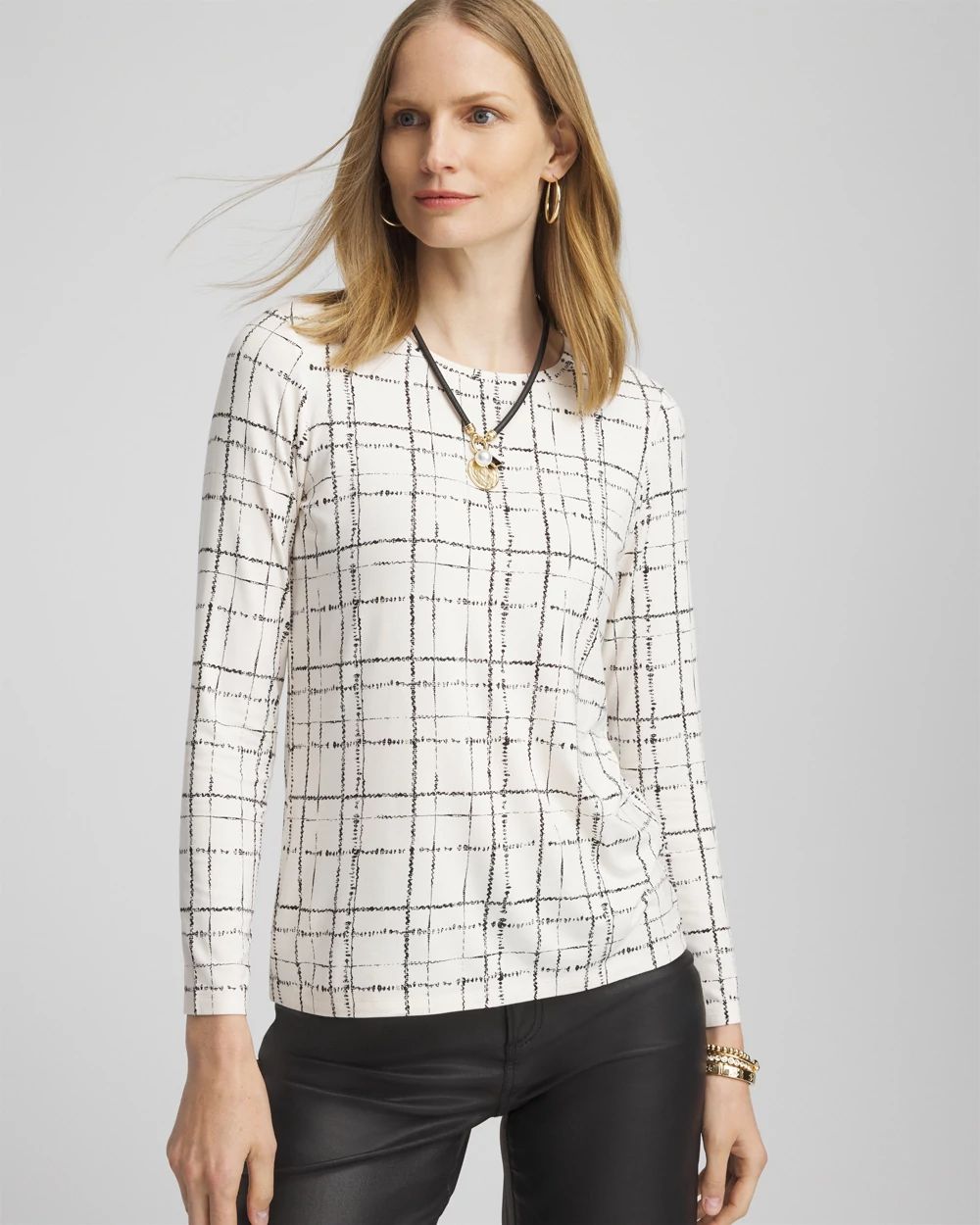 Touch of Cool™ Plaid Long Sleeve Layering Tee
