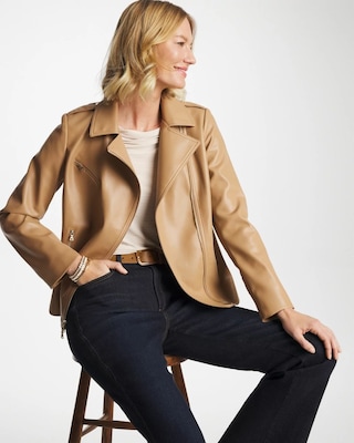 Faux Leather Moto Jacket click to view larger image.