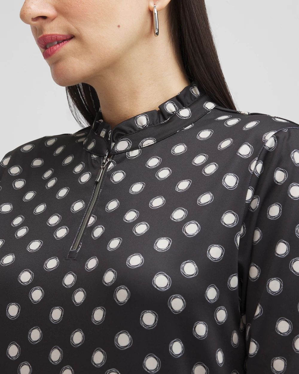 Zenergy® UPF Polka Dot Ruffle Neck Top
