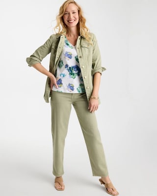 Printed Cotton Slub V-Neck Tee click to view larger image.