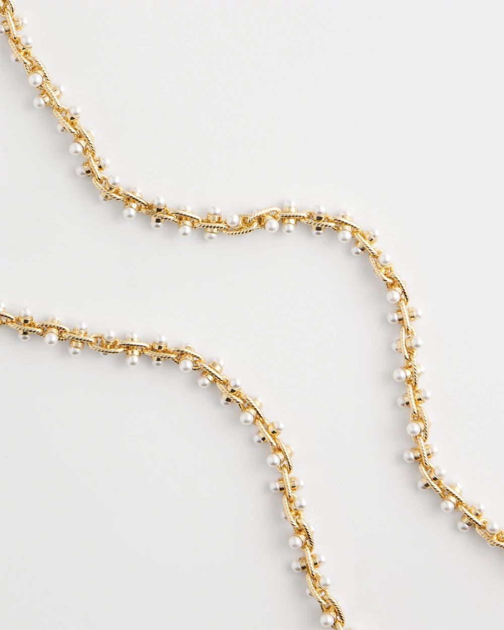 Faux Pearl Single-Strand Link Chain Necklace