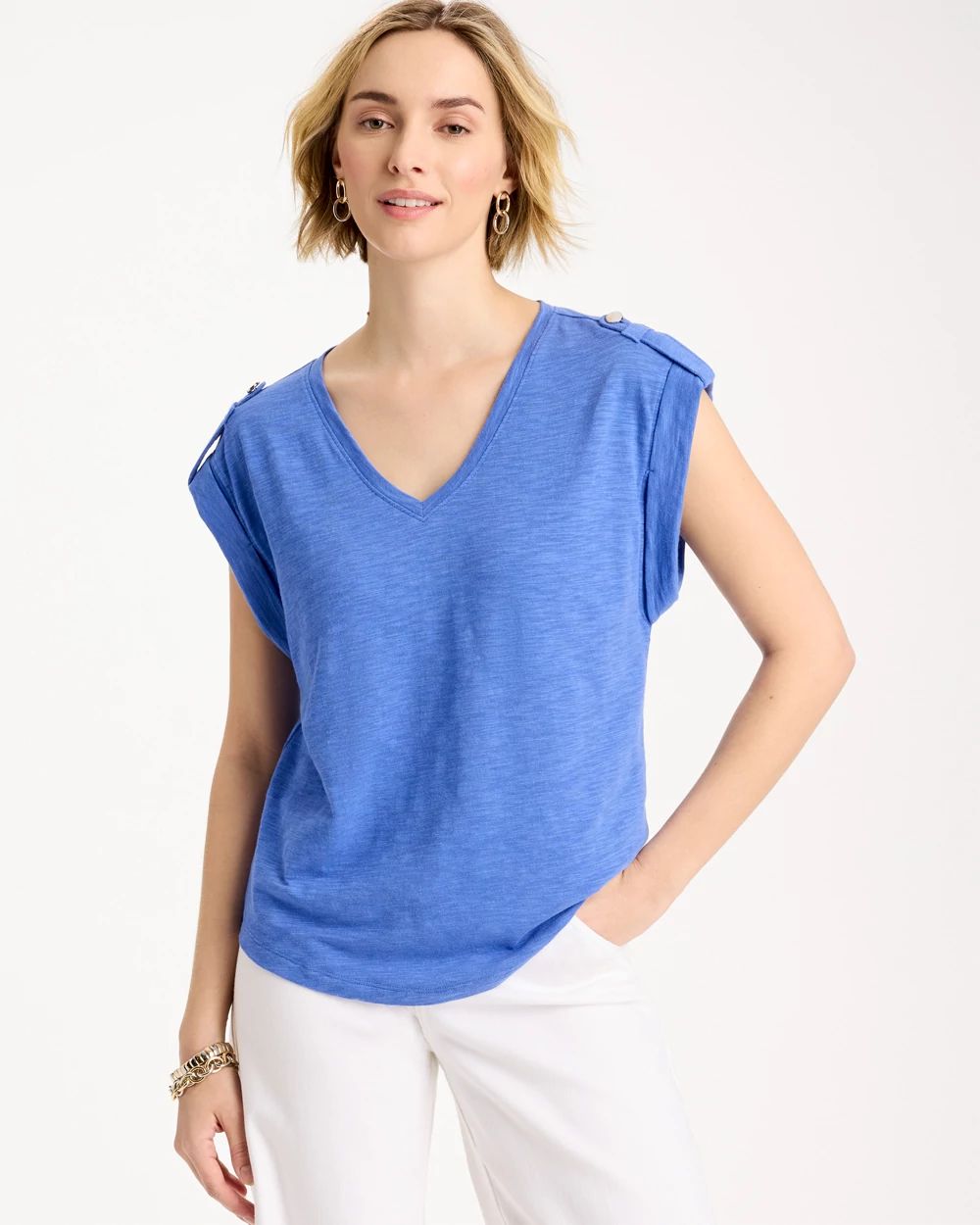 Cotton Slub Epaulette Tee