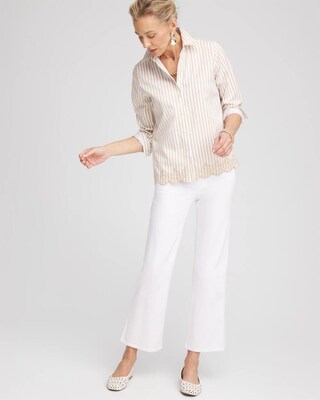 No Stain Pull-On Straight Cropped Jeans click to view larger image.