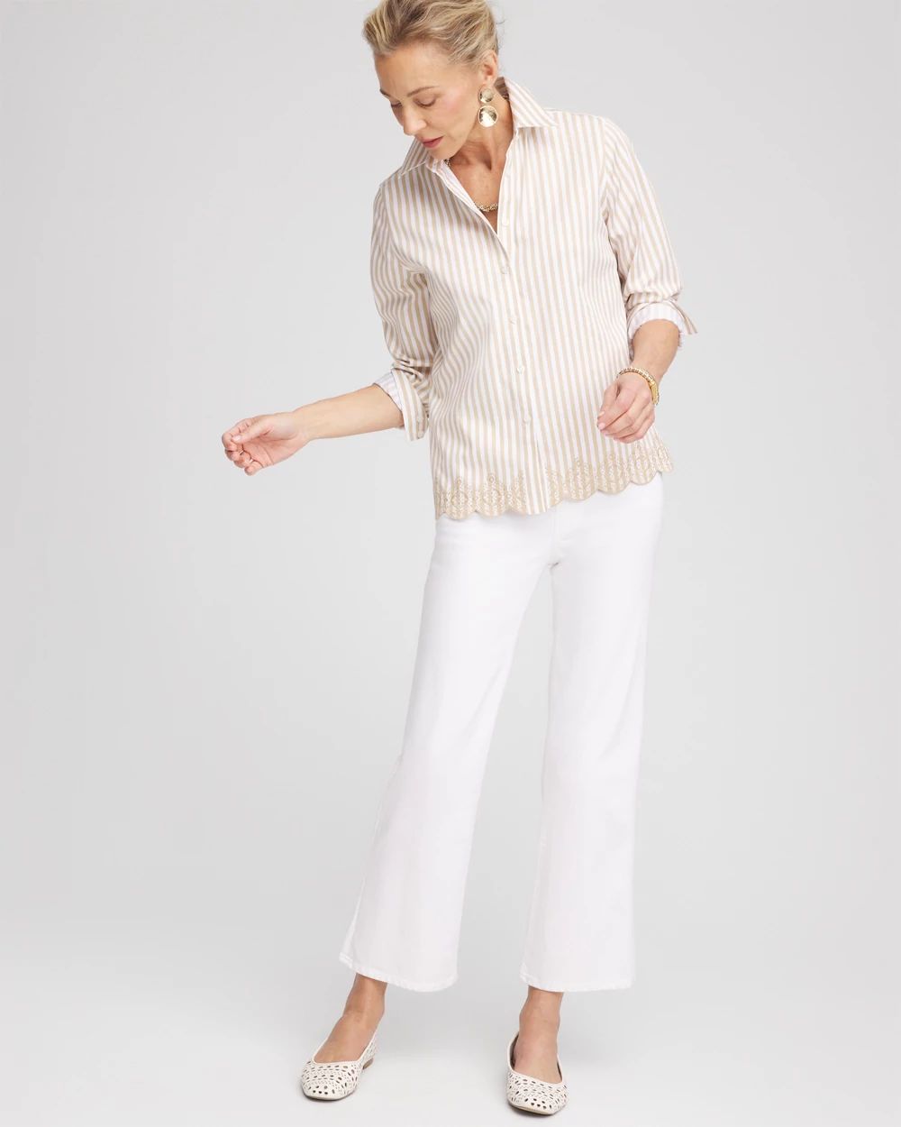 No Stain Pull-On Straight Cropped Jeans