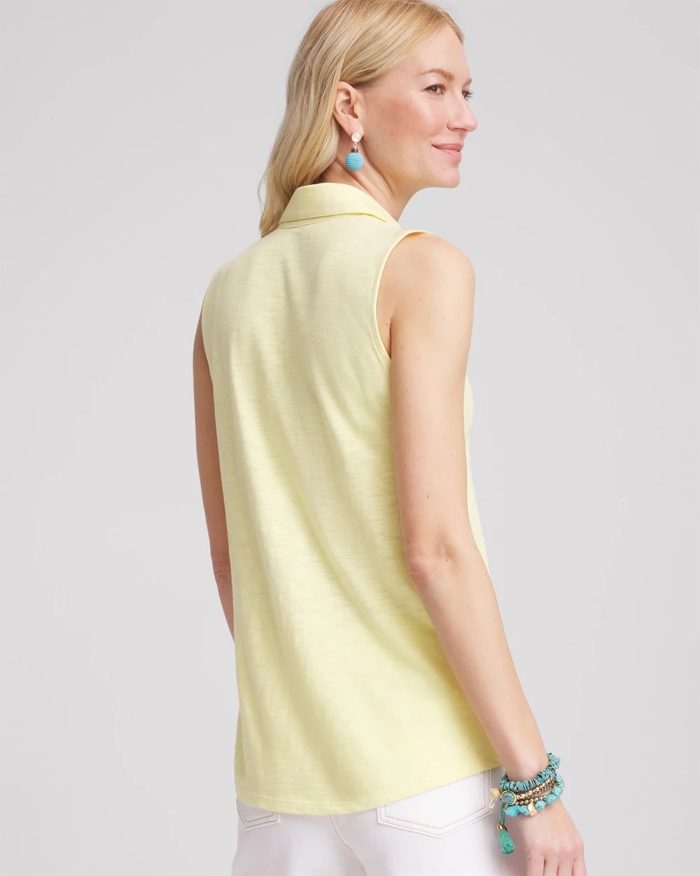 Slub Sleeveless Collared Tunic