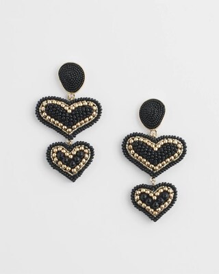 Black Seed-Bead Heart Earrings