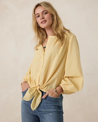Oversized Tie-Front Top