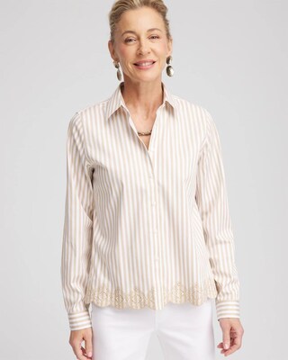 No Iron™ Scalloped-Hem Shirt
