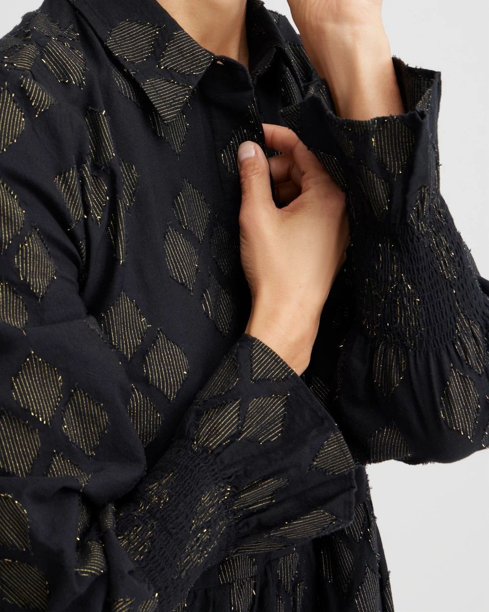 Lurex Tiered Shirt Dress