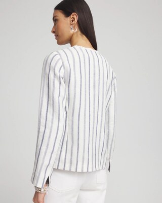 Stripe Linen Frayed Jacket click to view larger image.