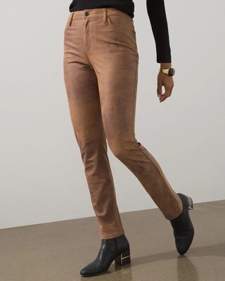 Faux-Suede 5-Pocket Slim Pants