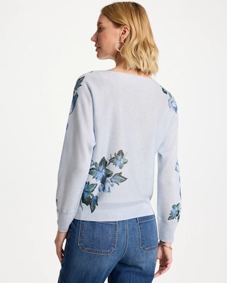 Floral Print Pullover Sweater click to view larger image.