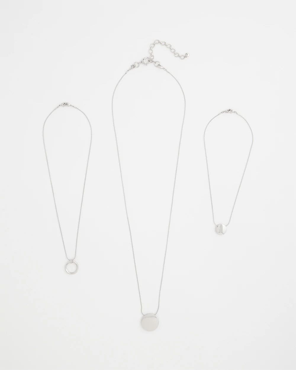 Silver Triple Pendant Necklace