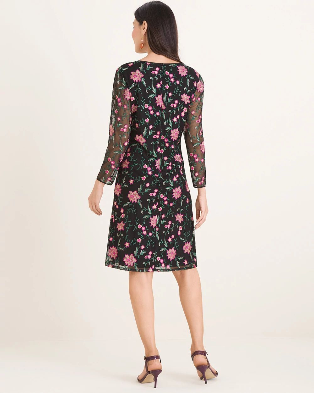 Embroidered Mesh Dress