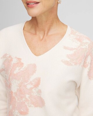 Jacquard Floral Pullover Sweater click to view larger image.