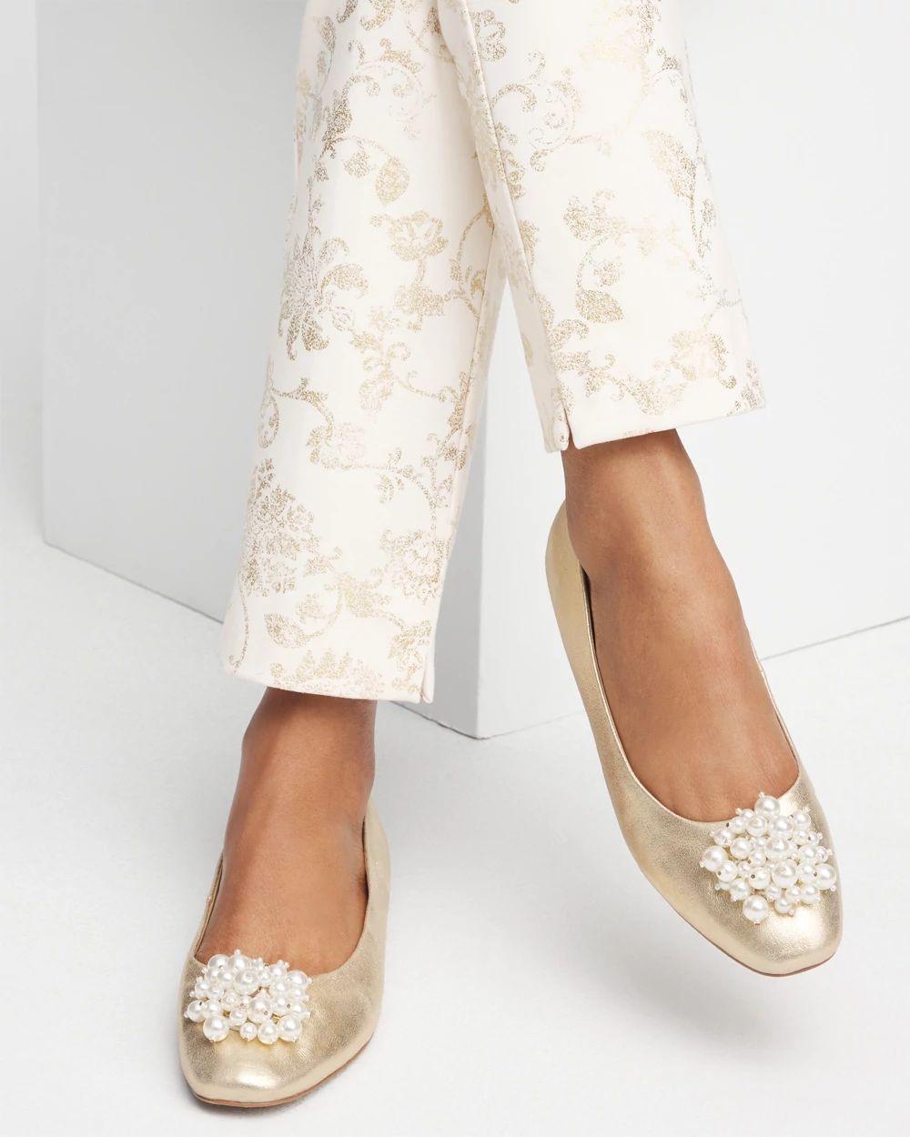Omega Metallic Faux Pearl Flats