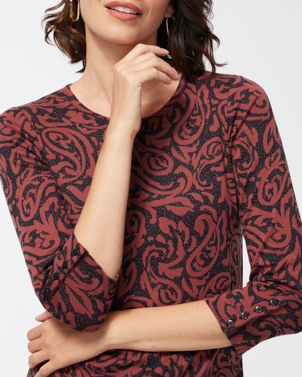 Pima Abstract 3/4 Sleeve Everyday Tee