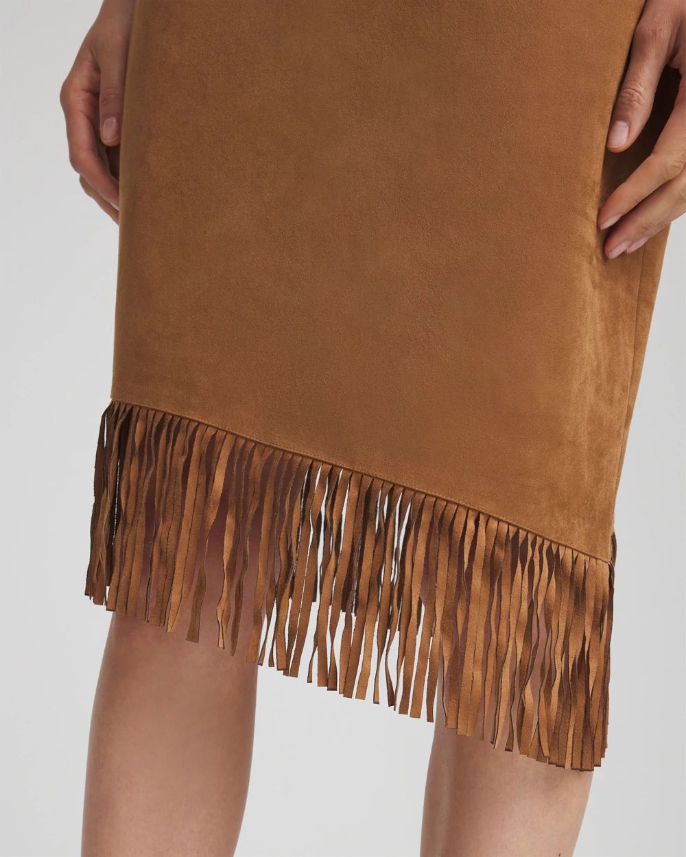 Fringed Pull-On Asymmetrical Skirt