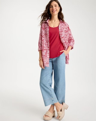 No Iron Linen Geo Print Shirt click to view larger image.