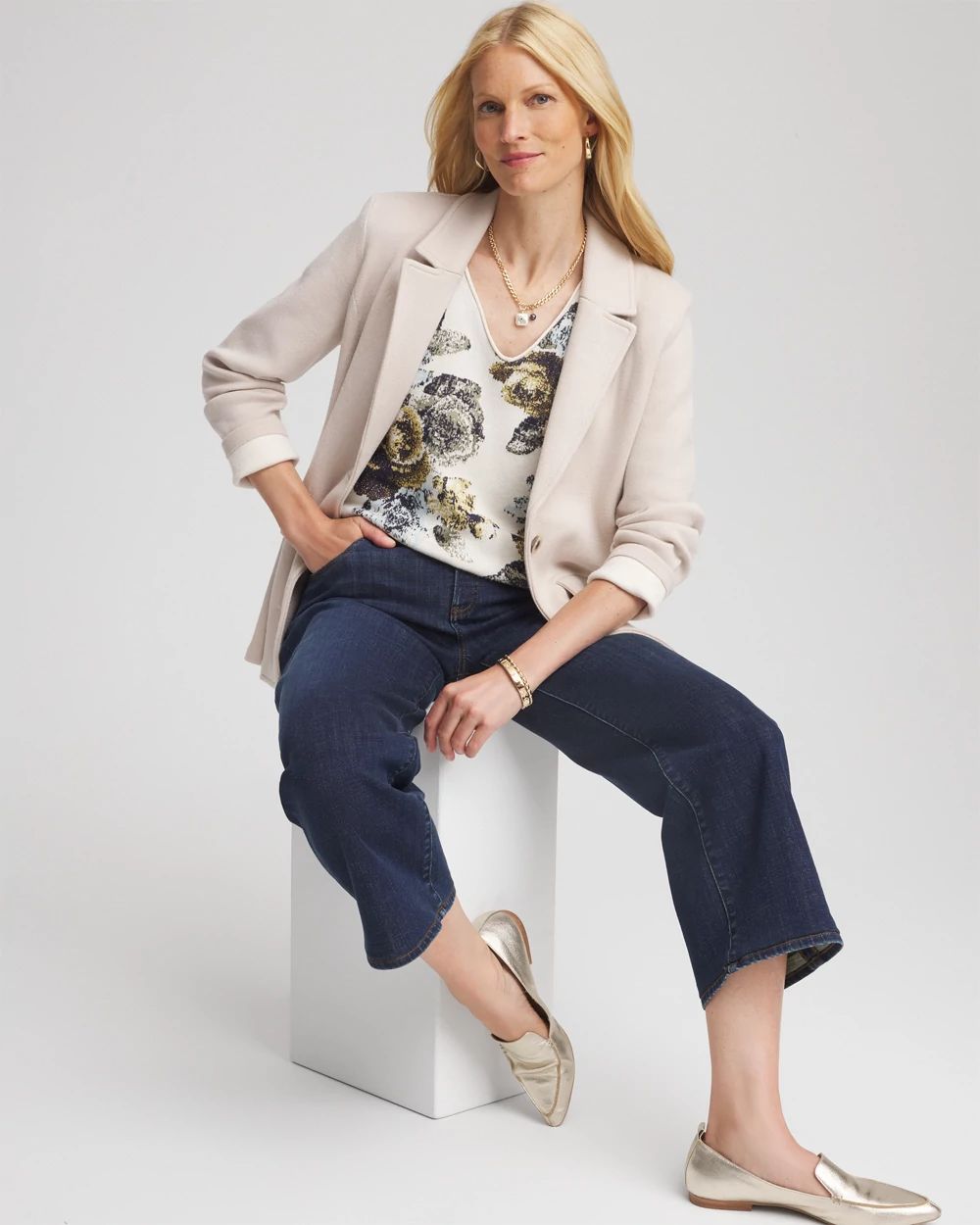 Single-Breasted Sweater Blazer