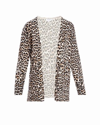 Spun Rayon Leopard Split Cuff Cardigan