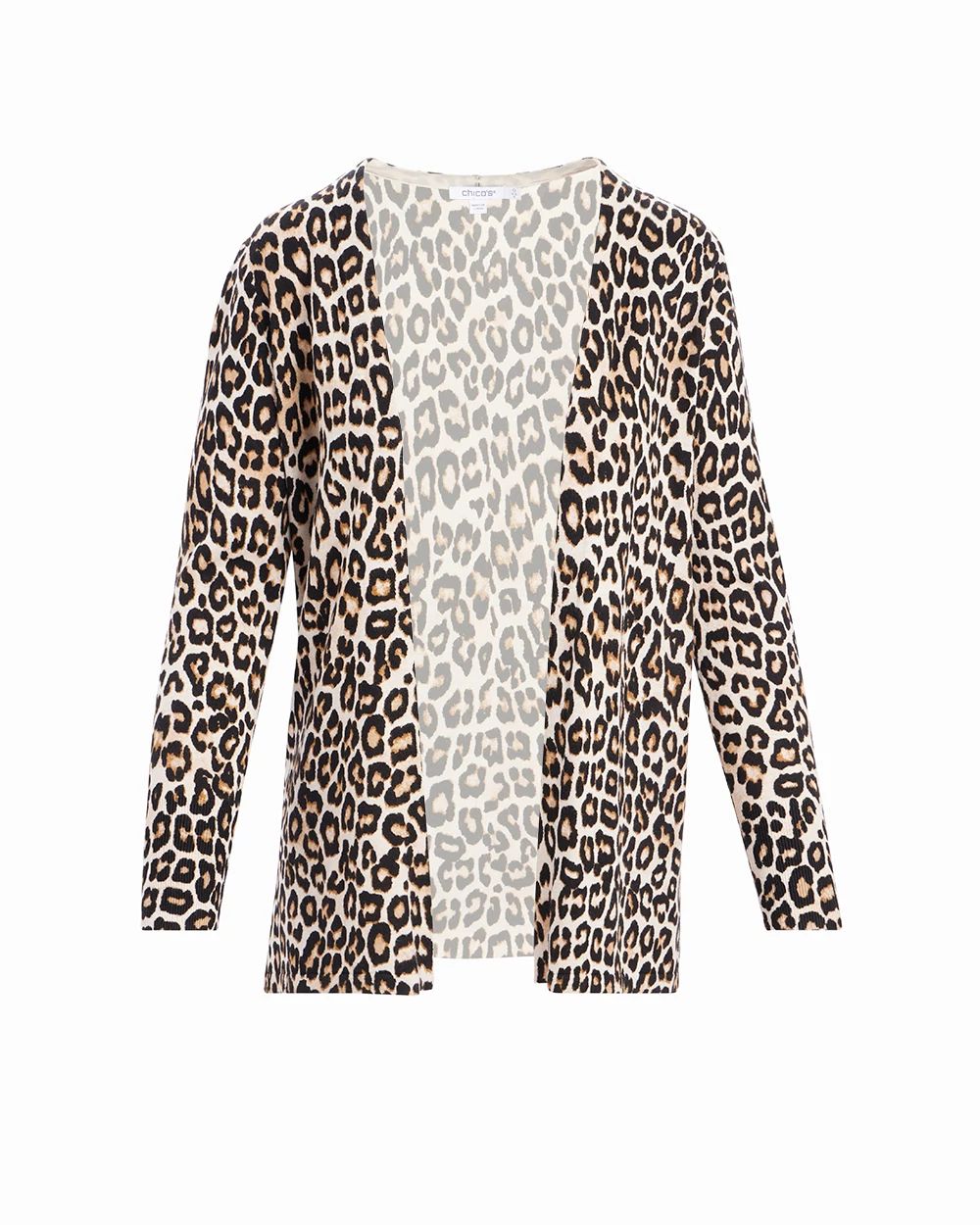 Spun Rayon Leopard Split Cuff Cardigan