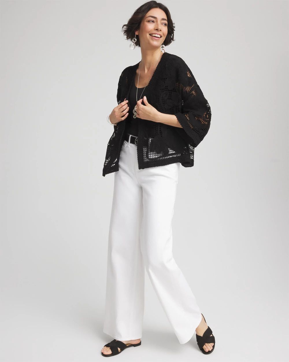 Cutwork Crochet-Lace Short Kimono