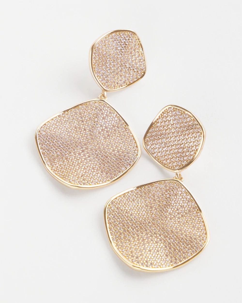 No Droop™ Gold Tone Pavé Drop Earrings