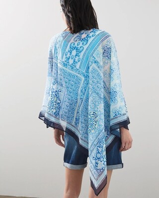 Coastal Tile Asymmetrical Hem Poncho