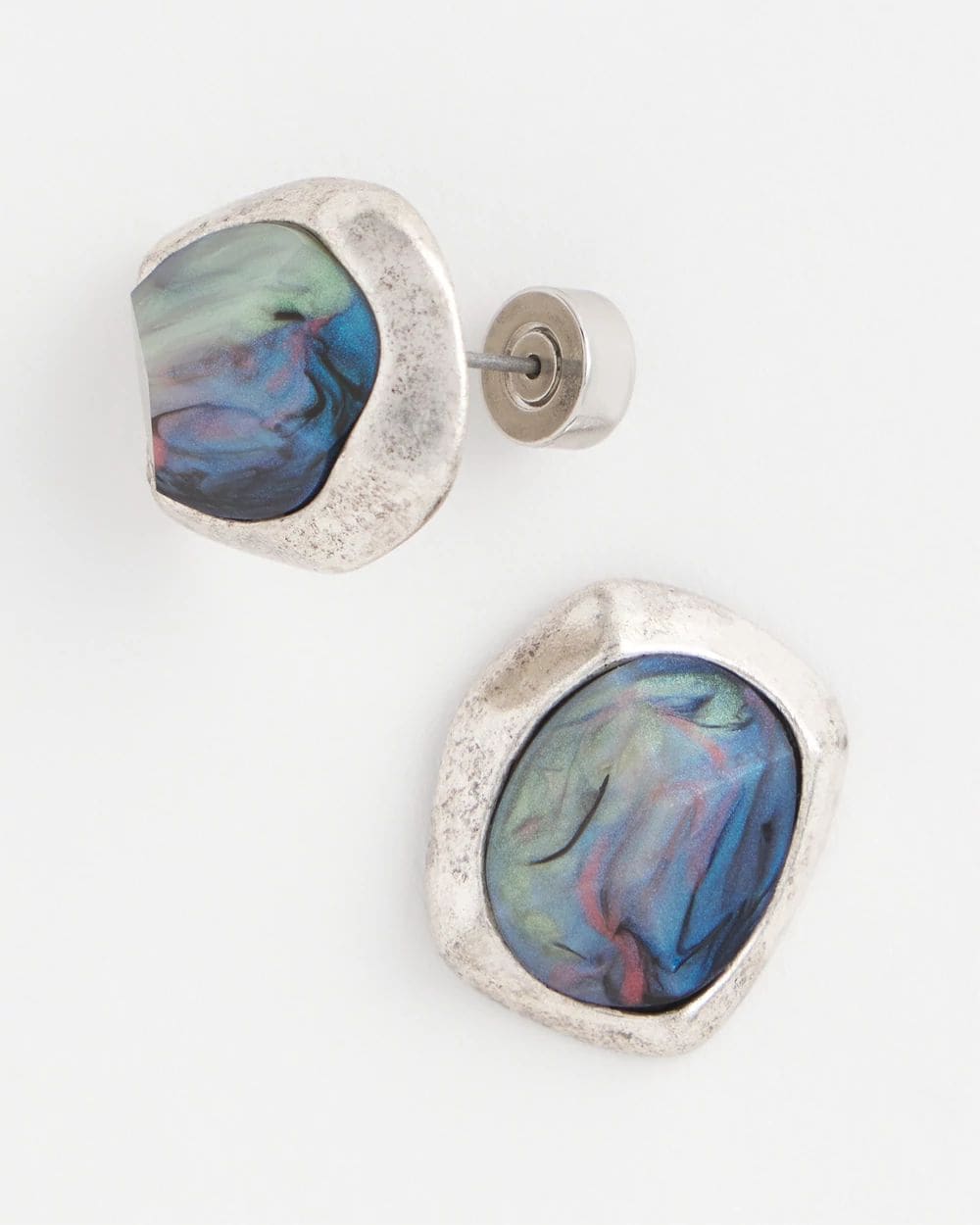 Blue & Silver Gem Stud Earrings click to view larger image.