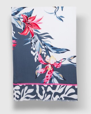 Silk Blend Floral Oblong Scarf