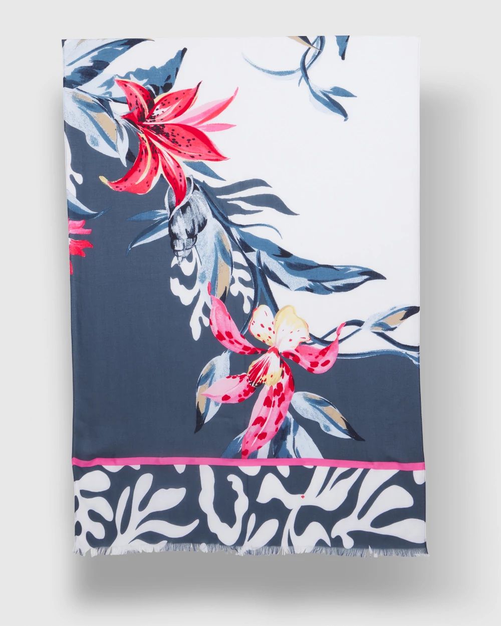 Silk Blend Floral Oblong Scarf