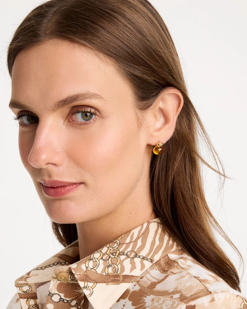 Amber Resin Stud Earrings click to view larger image.