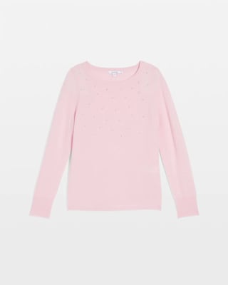 Embellished Cashmere Pullover Sweater click to view larger image.