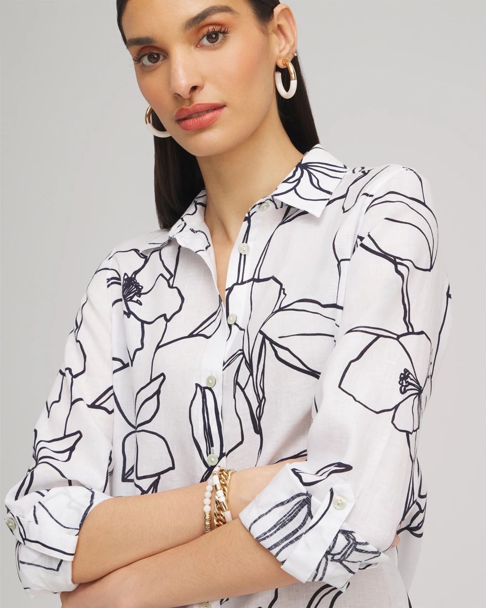 No Iron™ Linen Floral Tunic