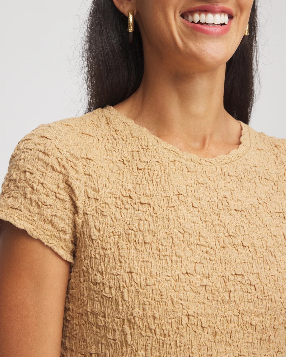 Textured Cap Sleeve Tee