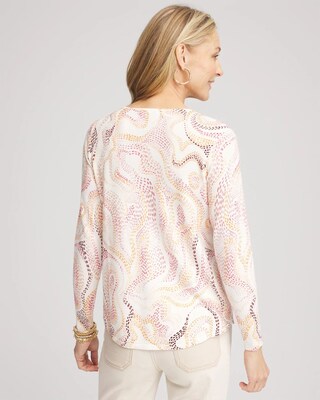Swirls Long Sleeve V-Neck Pullover Sweater click to view larger image.